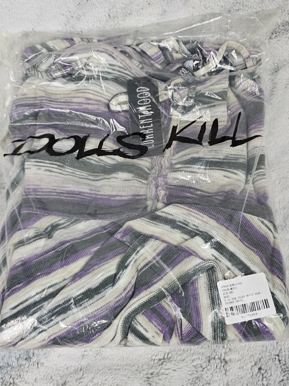 Current Mood XXL Purple Gray Khaki Handkerchief Hem Yarn Knit Sweater Mini Dress